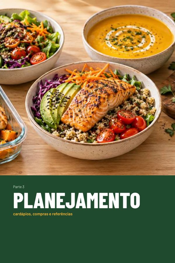 Página de cardápio semanal com almoço e jantar de segunda a domingo
